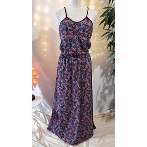 Paz Ditsy Liberty Floral Multicolor Spaghetti Strap Maxi Dress Women's Size L
